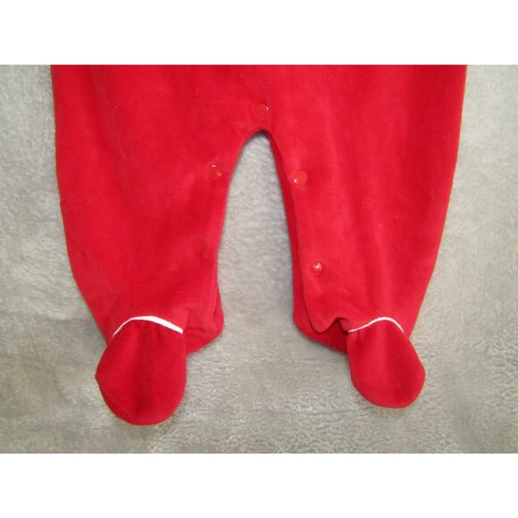 Baby's First Christmas Santa Footed Romper Red Velour 3-6M Holiday Pajamas PJs - Picture 2 of 7